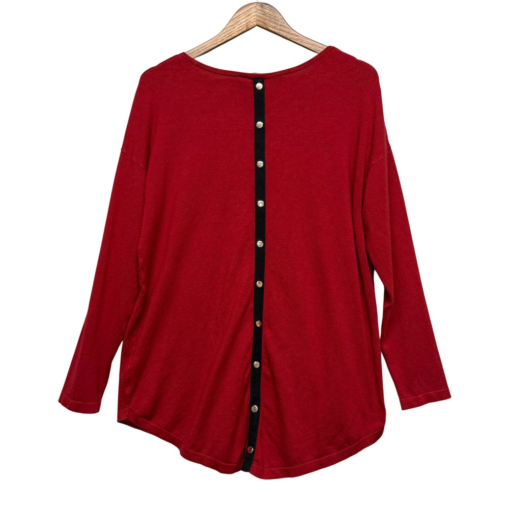 Soft Surroundings Knit Tunic Top Womens L Button Relaxed Lagenlook Minimalist